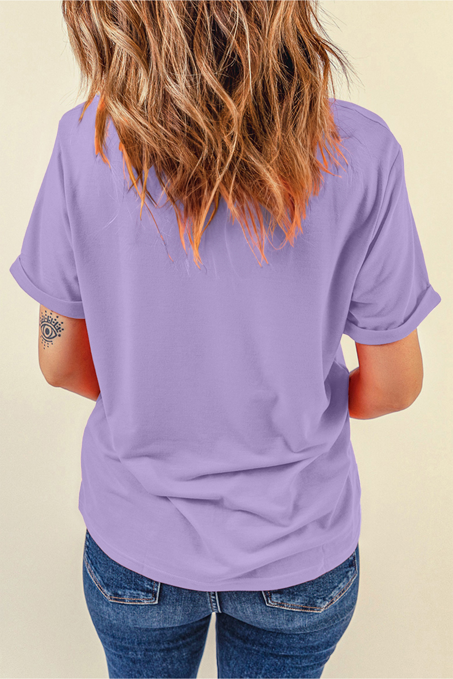 White Sequined Mardi Gras Symbolic Pattern Casual Tee