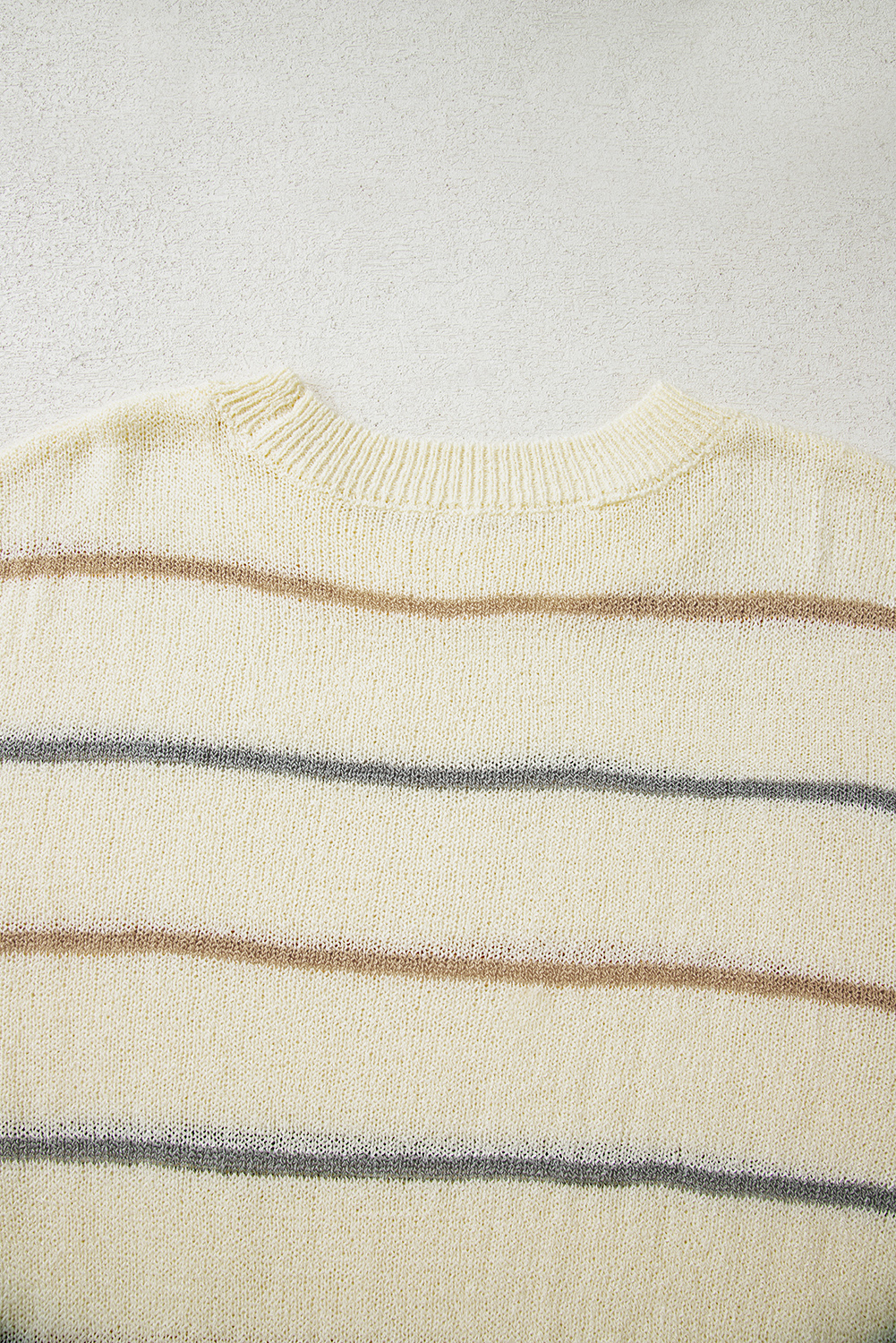 Multicolour Striped Buttoned Front V Neck Drop Shoulder Cardigan Sweater