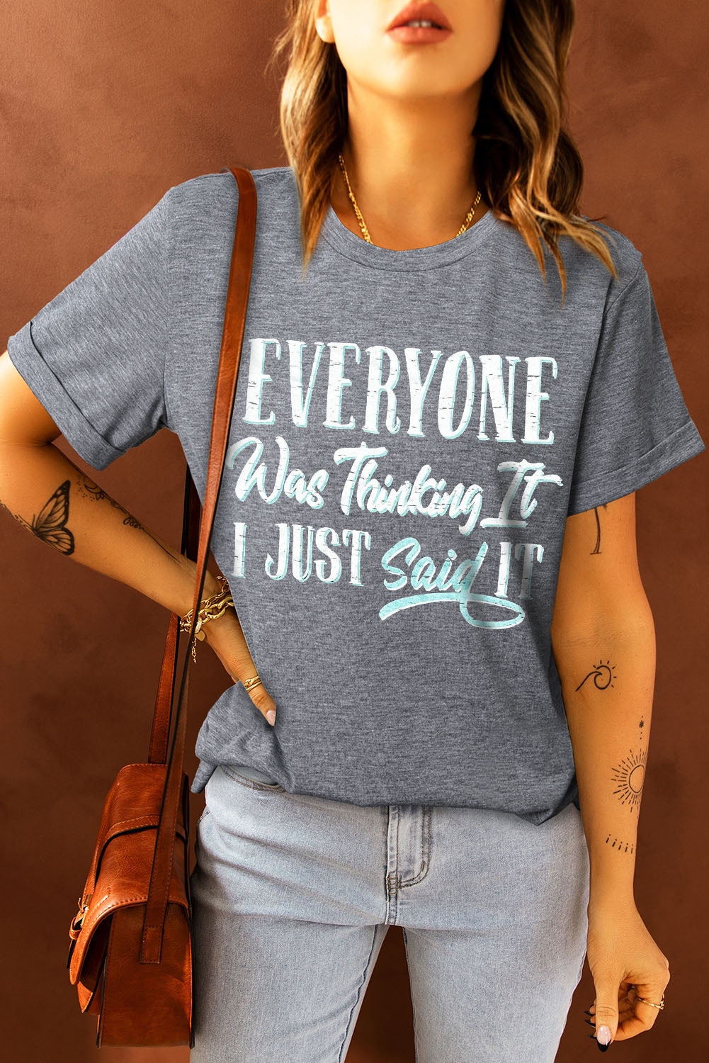 White American Woman Bull Skull Graphic T Shirt
