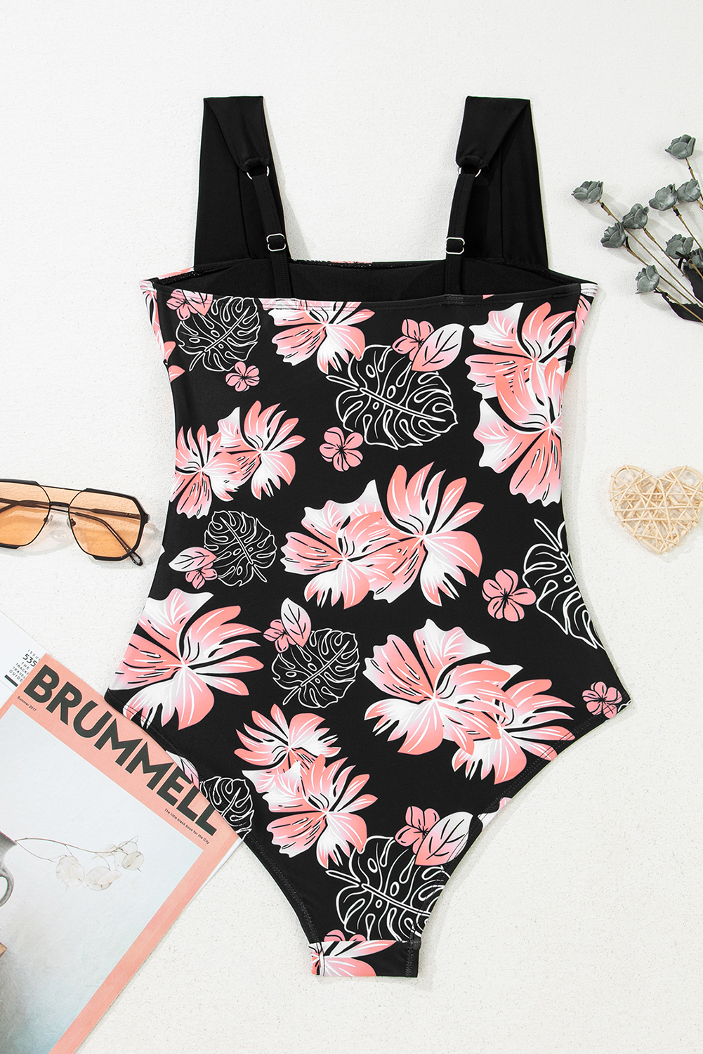 Black Square Neck Ruched Tommy Control One Piece Swimsuit