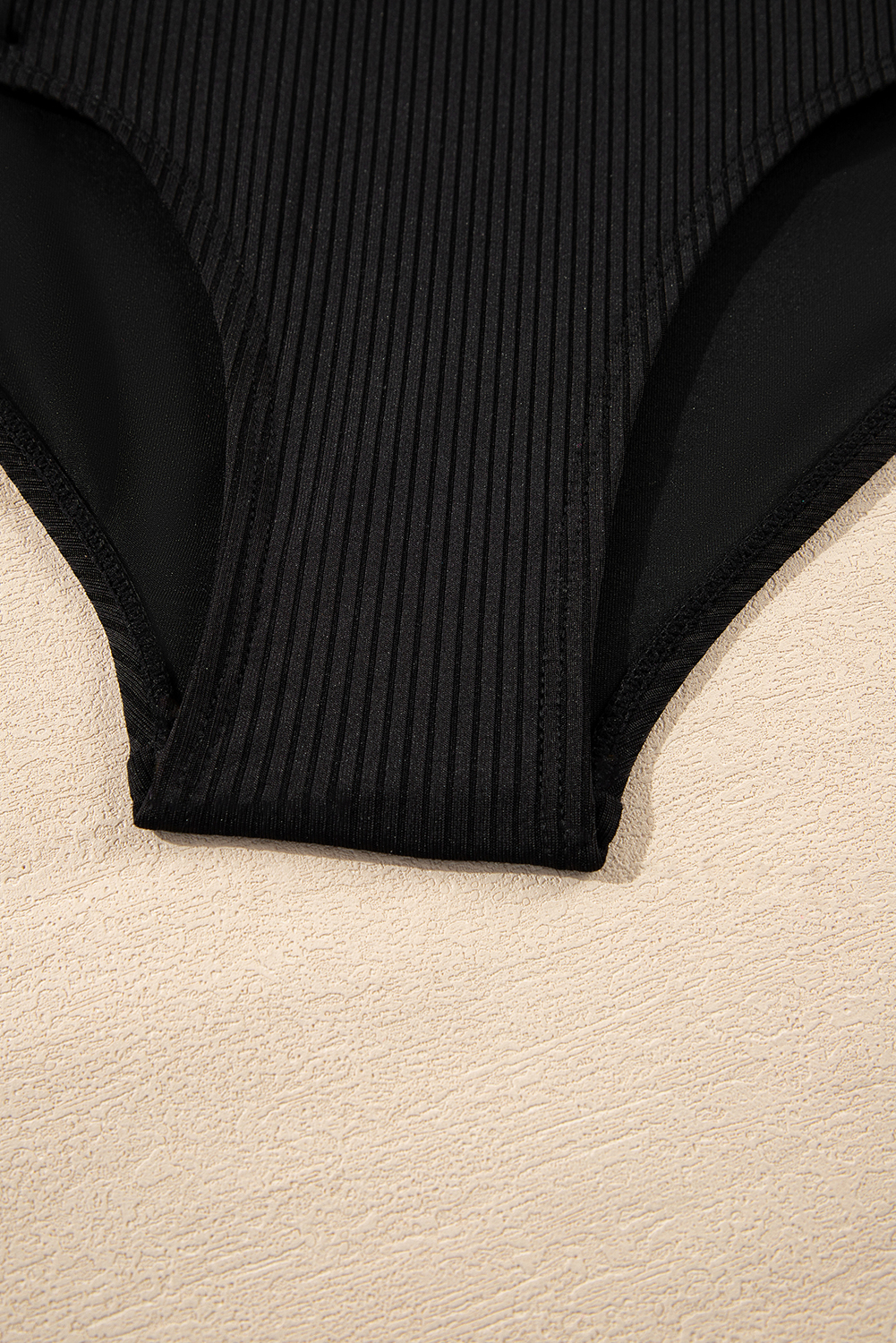 Sky Blue Ribbed Knit Tribal Contrast Detail 2pcs High Waist Swimsuit