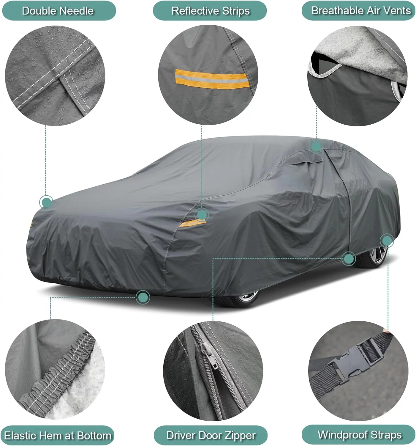 Molebt 16 Layers Car Cover for Coupe Sports Small Car Waterproof All Weather, Universal Fit Mazda Miata/MX-5, BMW Z3, Honda S2000, Chrysler Crossfire, Saturn Sky, Pontiac Solstice etc. - Curated Treasures Market
