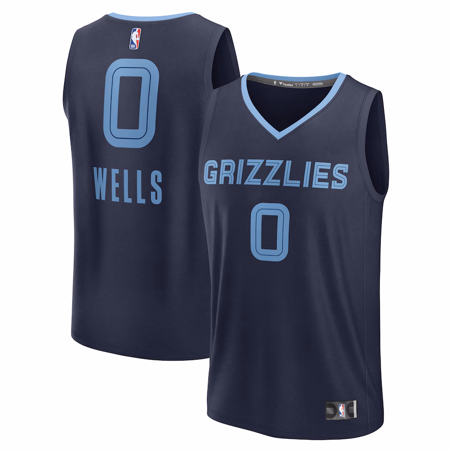 Men's Memphis Grizzlies Jaylen Wells Fanatics Navy Fast Break Replica Player Jersey - Icon Edition