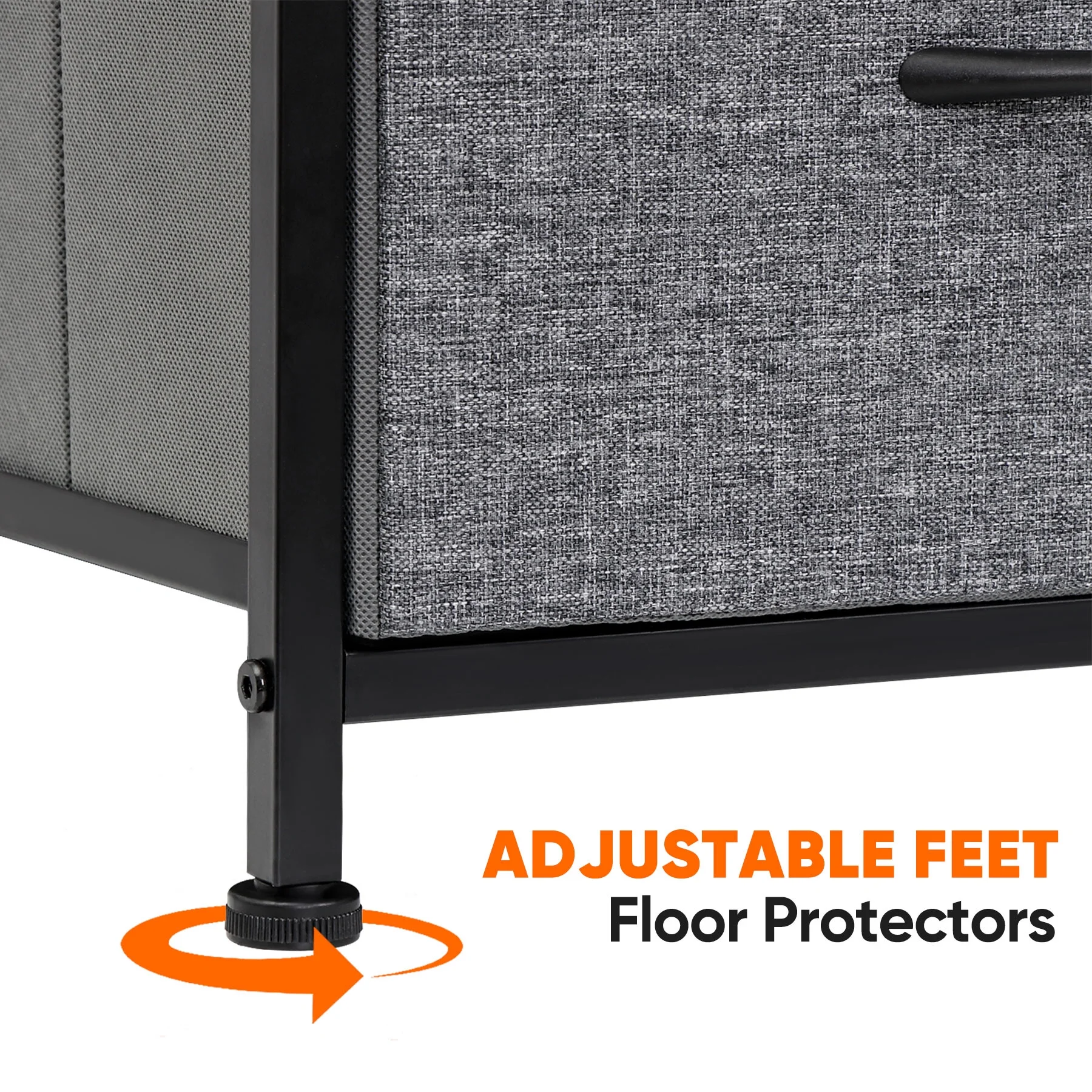 HomGarden 6 Drawer Fabric Storage Dresser Wide Chest of Drawers for Bedroom Living Room Adult Gray