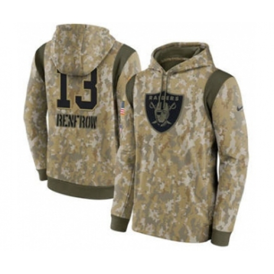 Men's Las Vegas Raiders #13 Hunter Renfrow Camo 2021 Salute To Service Therma Performance Pullover Football Hoodie