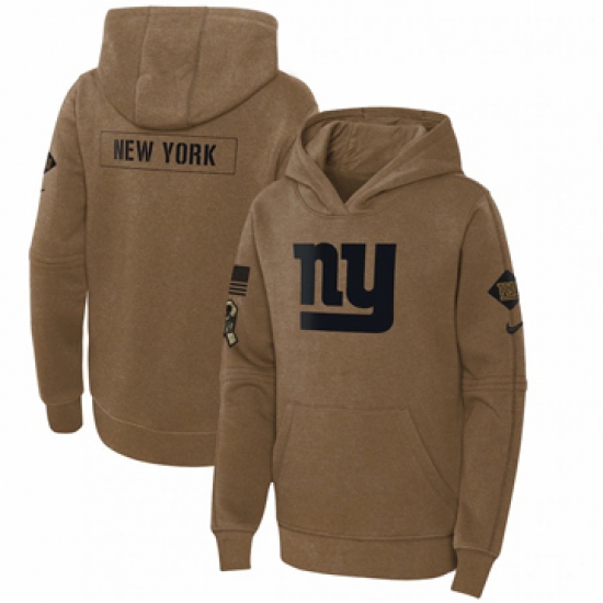 Youth New York Giants Nike Brown 2023 Salute to Service Club Fleece Pullover Hoodie
