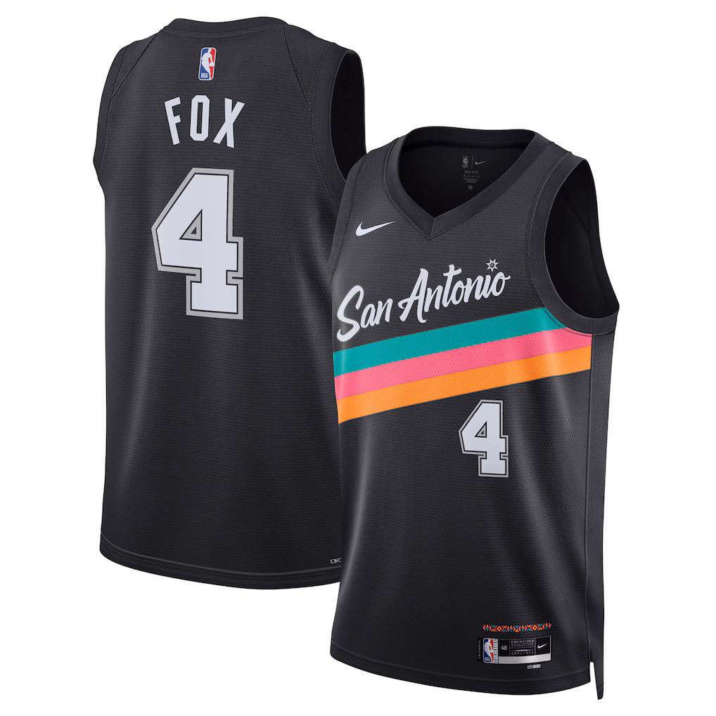 Unisex San Antonio Spurs De'Aaron Fox Nike Black 2025/26 Swingman Jersey - City Edition
