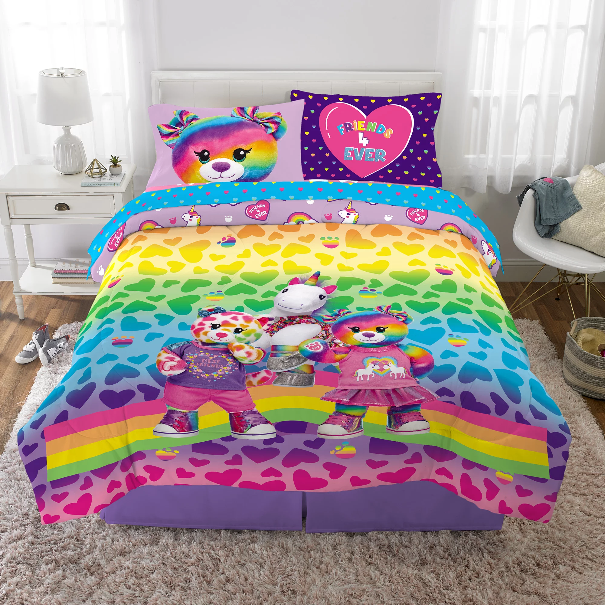 Build-A-Bear Workshop Kids Full Bed in a Bag, Comforter and Sheets, Multicolor - Curated Treasures Market