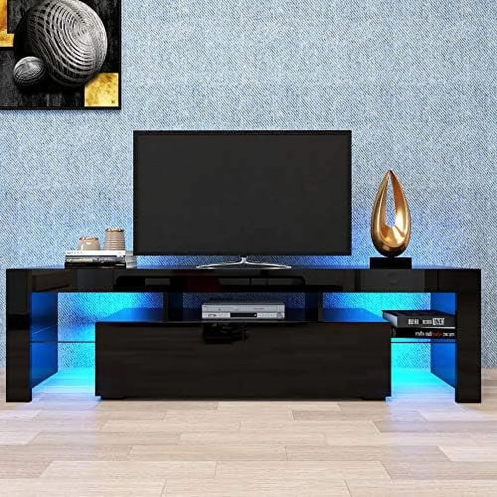 TJCGDTY LED TV Stand for 60 inch TVs  High Gloss Entertainment Center with  Drawer  Media Console Table Television Stands Cabinet Desk - Curated Treasures Market