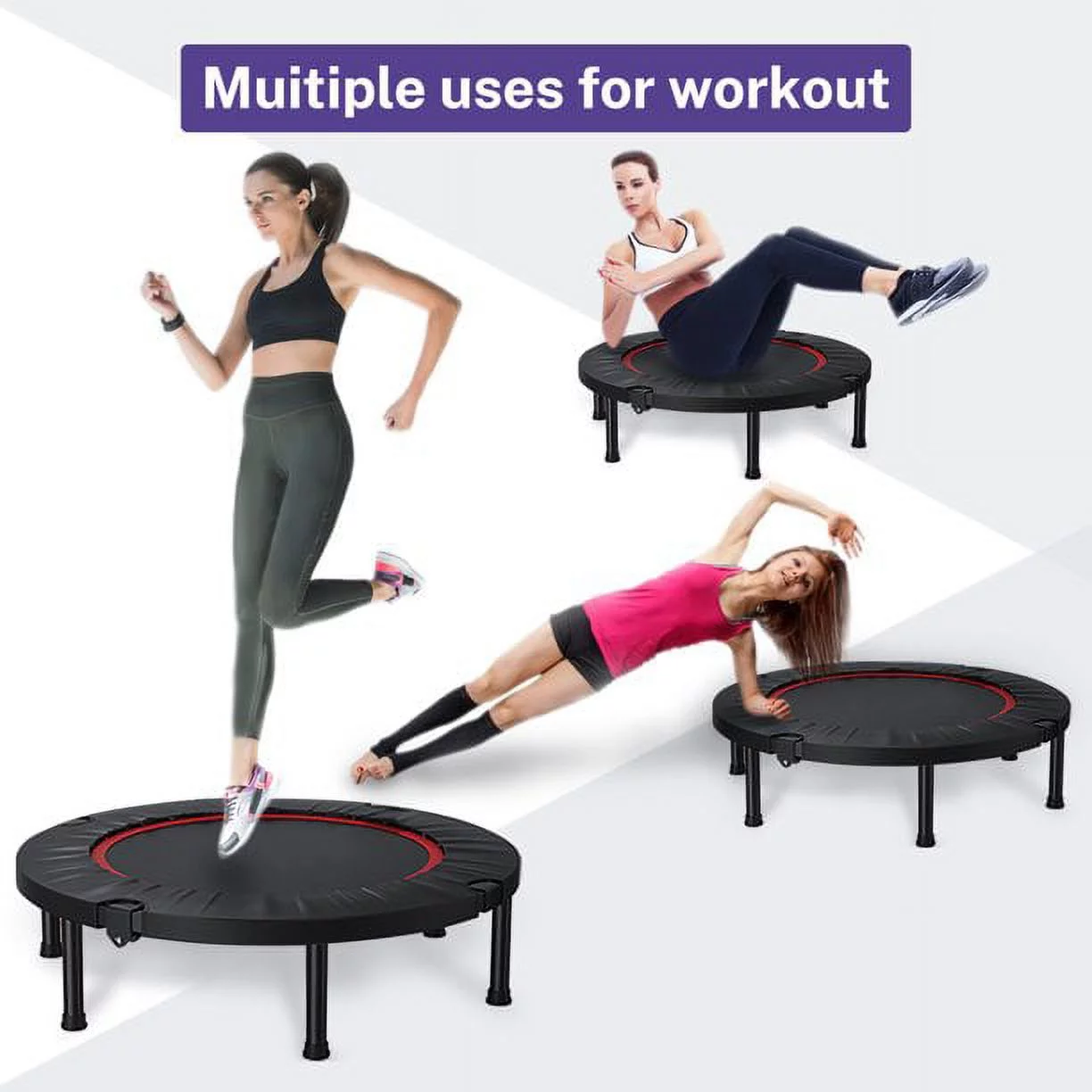 FAIZHI 40 Exercise Mini Trampoline, Foldable Rebounder Mini Trampoline for Adult, Fitness Exercise Rebounder Trampoline Indoor Outdoor Workout 330 lb Weight