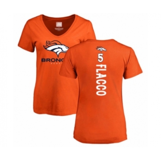 Football Women's Denver Broncos #5 Joe Flacco Orange Backer T-Shirt