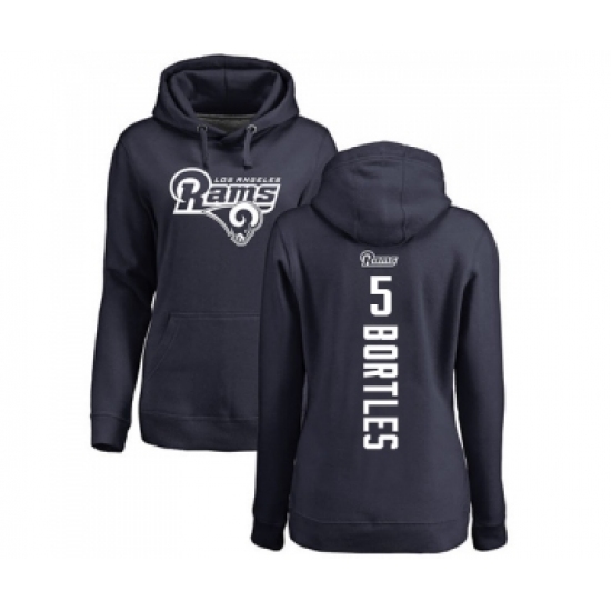 Football Women's Los Angeles Rams #5 Blake Bortles Navy Blue Backer Pullover Hoodie