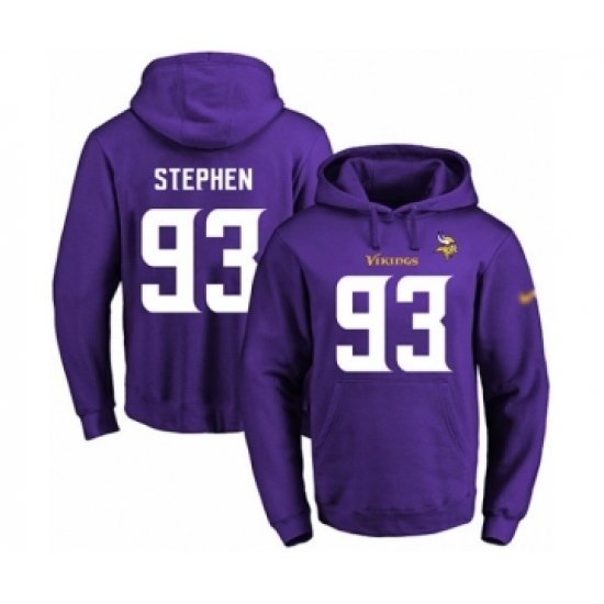 Football Men's Minnesota Vikings #93 Shamar Stephen Purple Name & Number Pullover Hoodie
