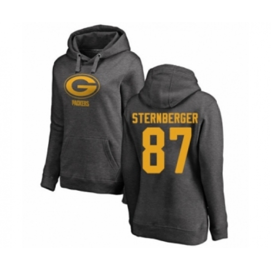 Football Women's Green Bay Packers #87 Jace Sternberger Ash One Color Pullover Hoodie