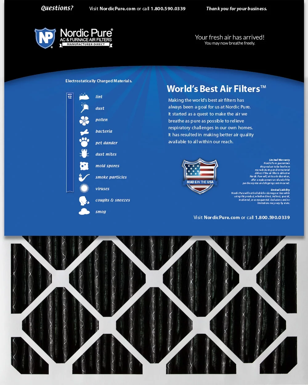 Nordic Pure 14x20x2 Pleated Air Filters MERV 12 Pleated Plus Carbon 12 Pack - Curated Treasures Market