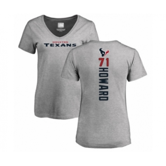 Football Women's Houston Texans #71 Tytus Howard Ash Backer T-Shirt