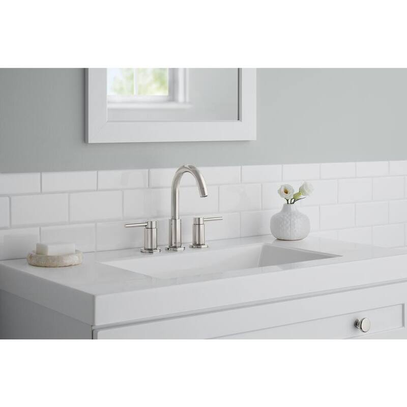 Dorind 8 in. Widespread Double-Handle High-Arc Bathroom Faucet in Polished Nickel