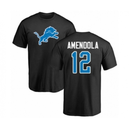 Football Detroit Lions #12 Danny Amendola Black Name & Number Logo T-Shirt