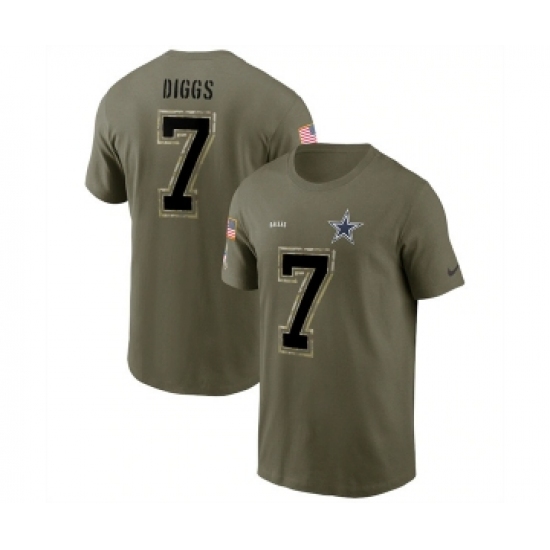 Men's Dallas Cowboys #7 Trevon Diggs 2022 Olive Salute to Service T-Shirt