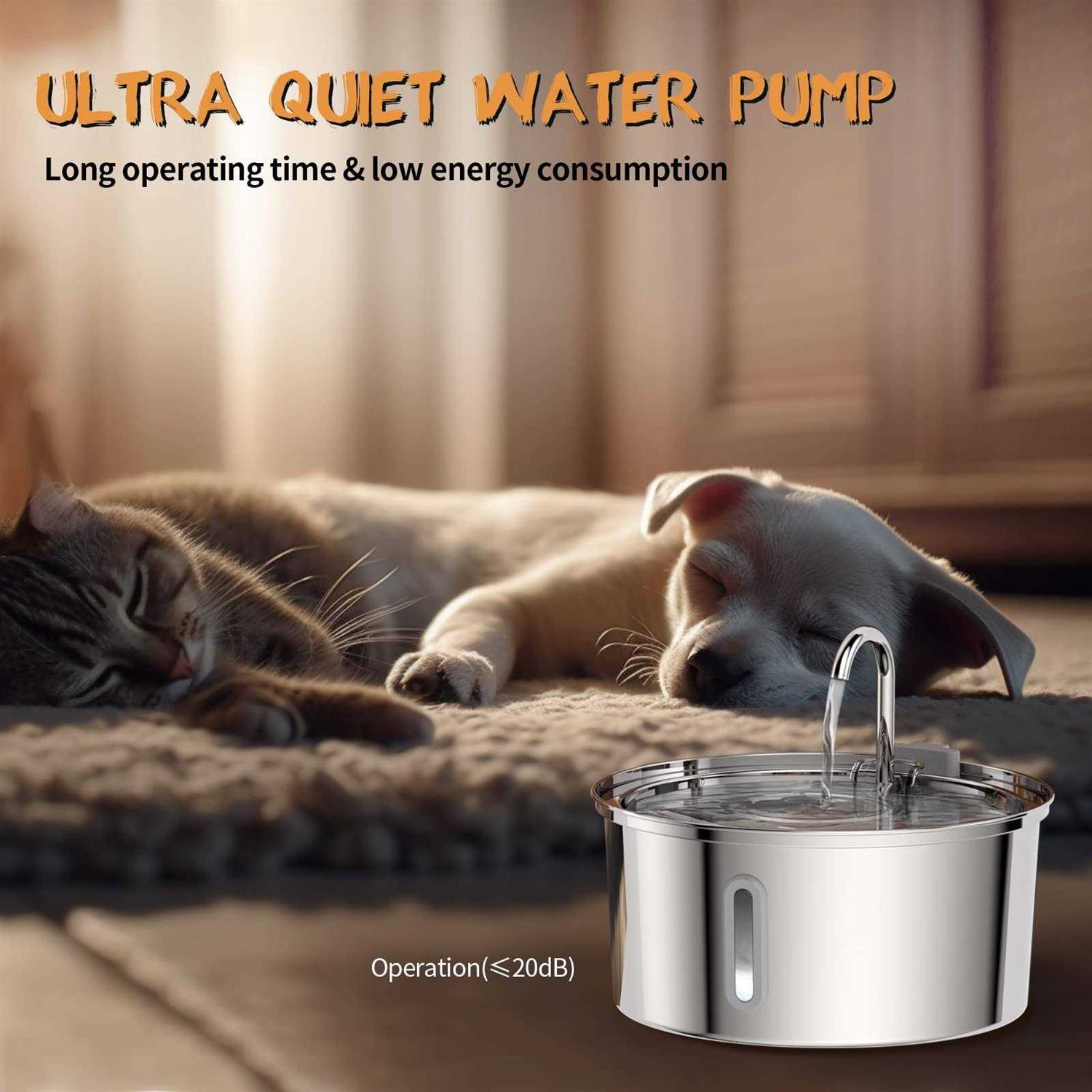 Tomxcute 3.2L Stainless Steel Cat Water Fountain for Drinking Tap Cat Fountain for Cats Terriers small-sized dogs