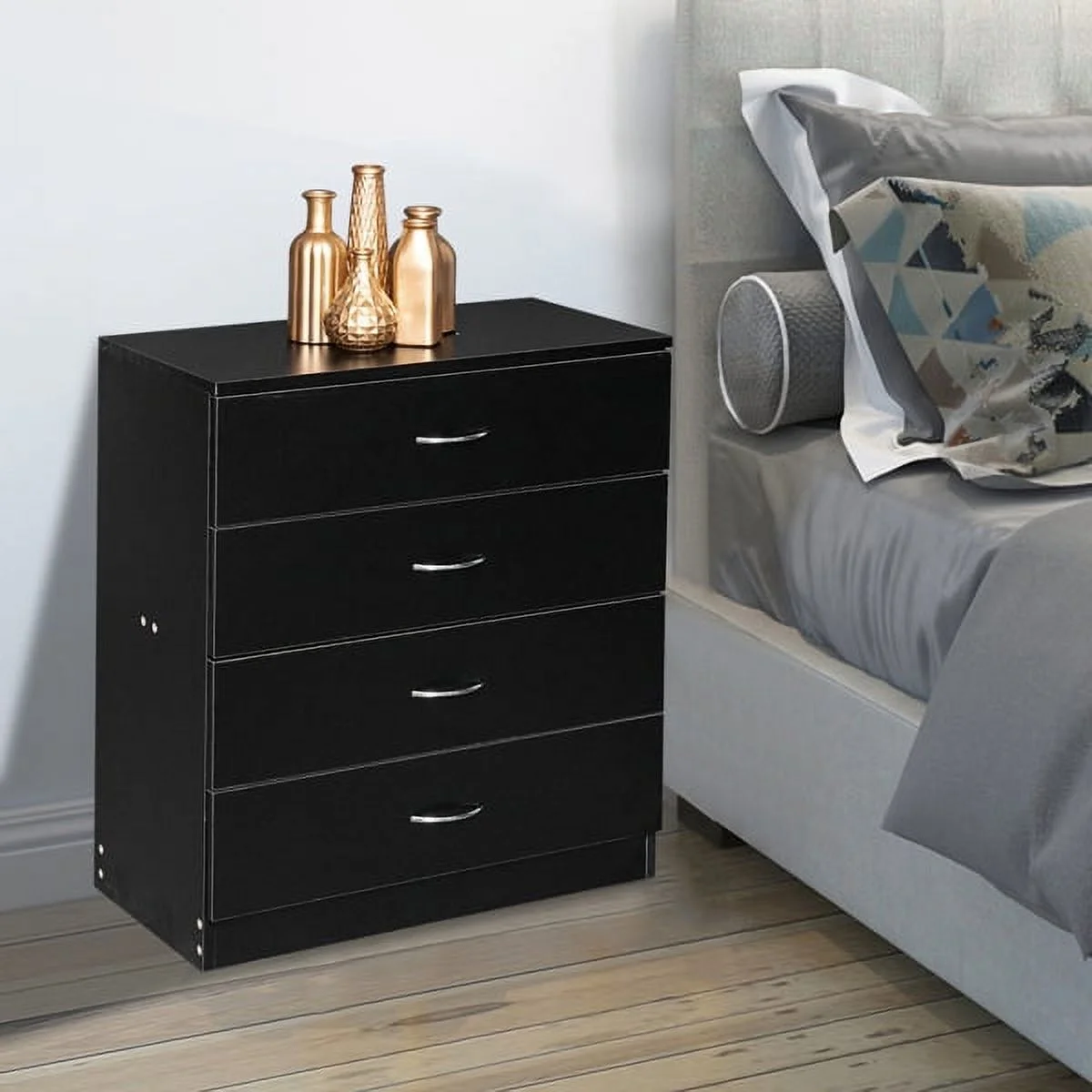 Nightstand with 4 Drawers. ZPL 4 Drawers Dresser for Bedroom. Dresser Storage Cabinet Organizer Unit for Bedroom. Closet. Living Room. Cloakroom. Entryway. Bedside Table End Table with Drawers