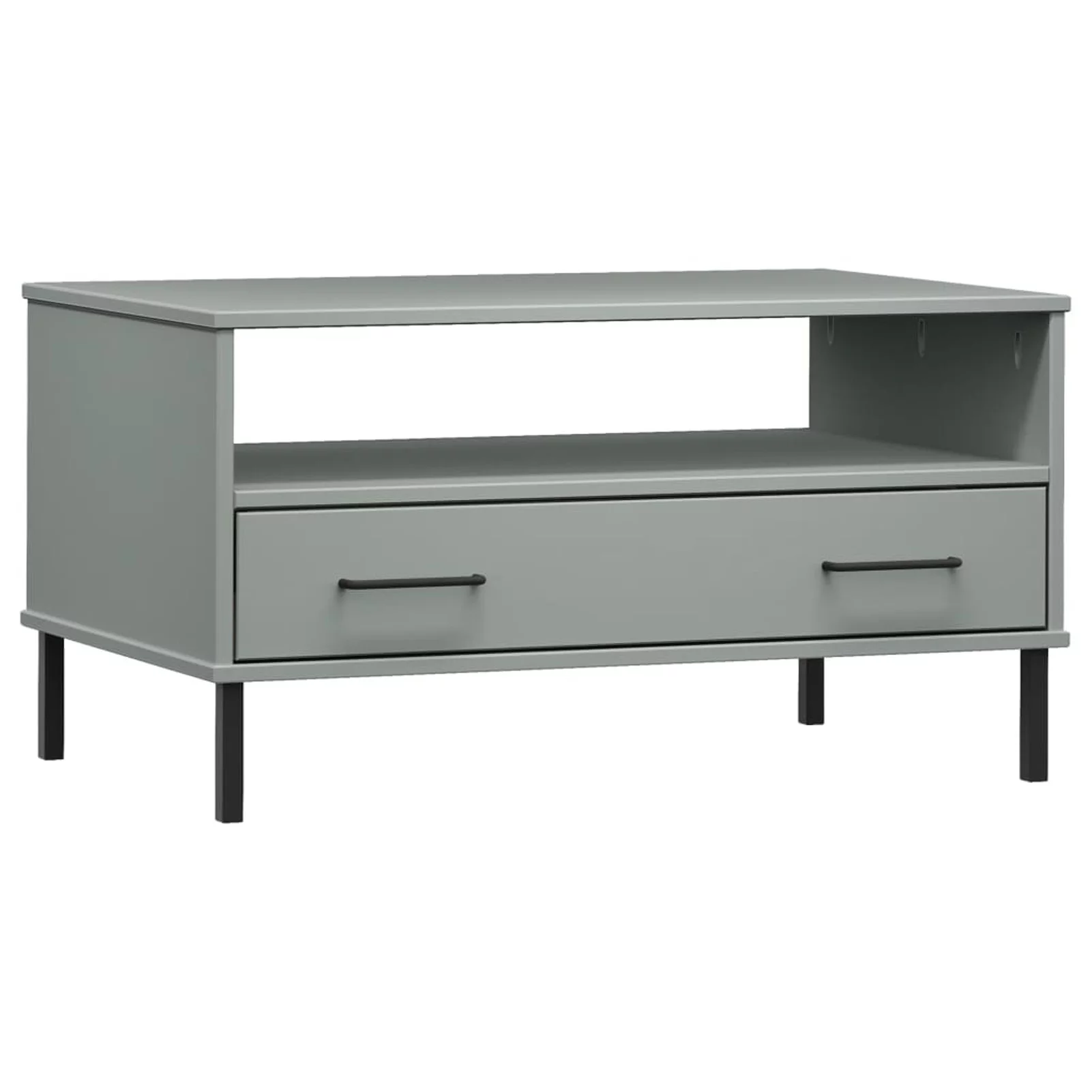 Anself Coffee Table with Open Compartment and Storage Drawer, Metal Legs Sofa End Table, Pine Wood Side Table for Living Room Home Furniture 33.5 x 19.7 x 17.7 Inches (W x D x H) - Curated Treasures Market