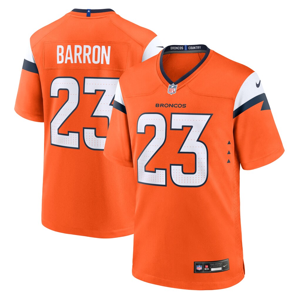 Men's Denver Broncos Jahdae Barron Nike Orange Game Player Jersey