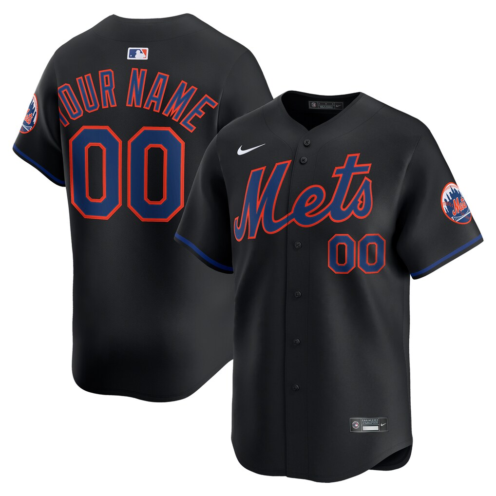 Men's New York Mets Nike Black Alternate Limited Custom Jersey