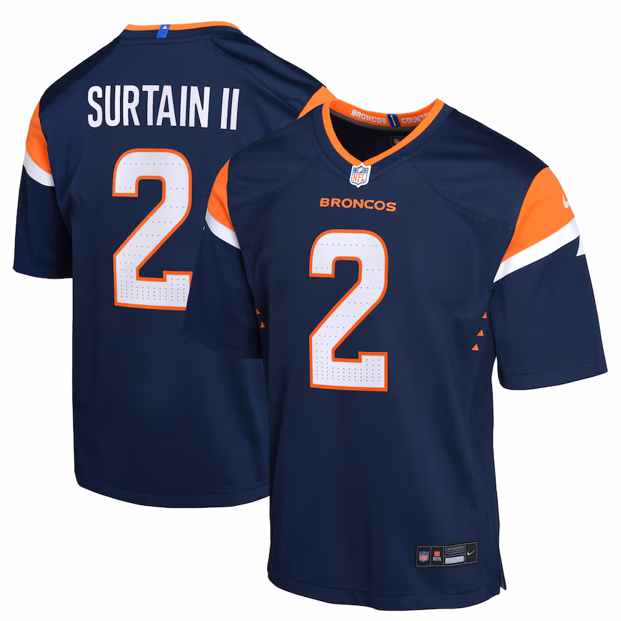 Youth Denver Broncos Patrick Surtain II Nike Navy Game Jersey