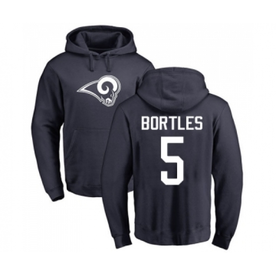 Football Los Angeles Rams #5 Blake Bortles Navy Blue Name & Number Logo Pullover Hoodie