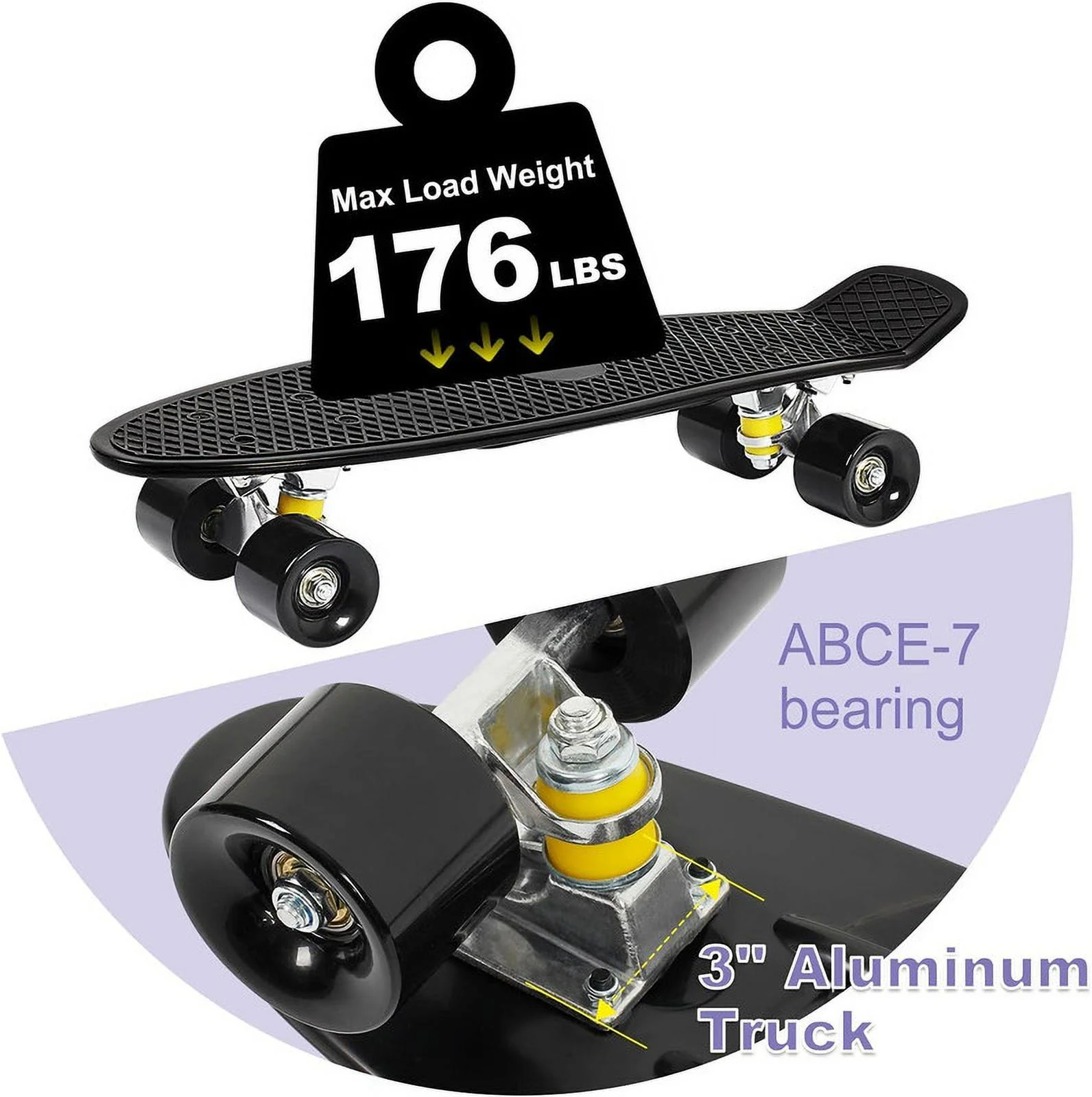 SISIGAD Skateboard, Complete Skateboard, 22 inch Mini Cruiser Skateboards for Kids Boys Teens Beginners - Curated Treasures Market