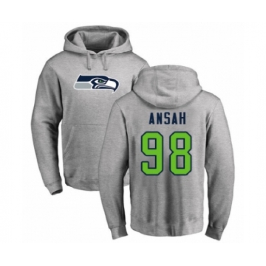 Football Seattle Seahawks #98 Ezekiel Ansah Ash Name & Number Logo Pullover Hoodie