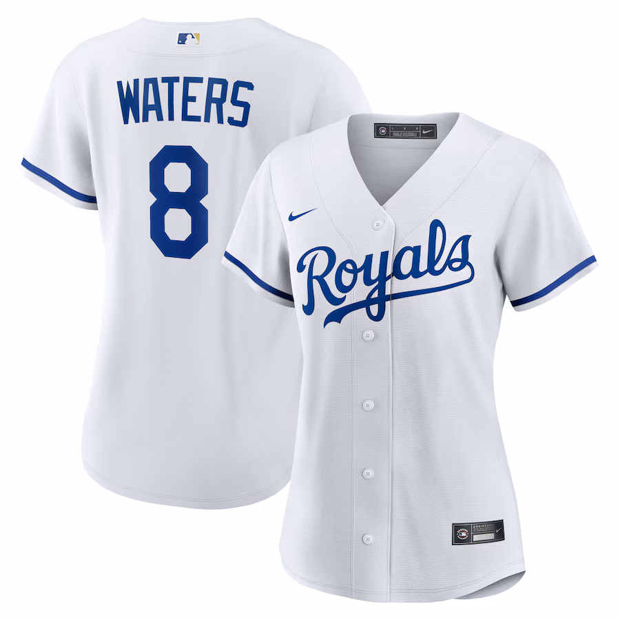 Women's Kansas City Royals Drew Waters Nike White Home Replica Jersey