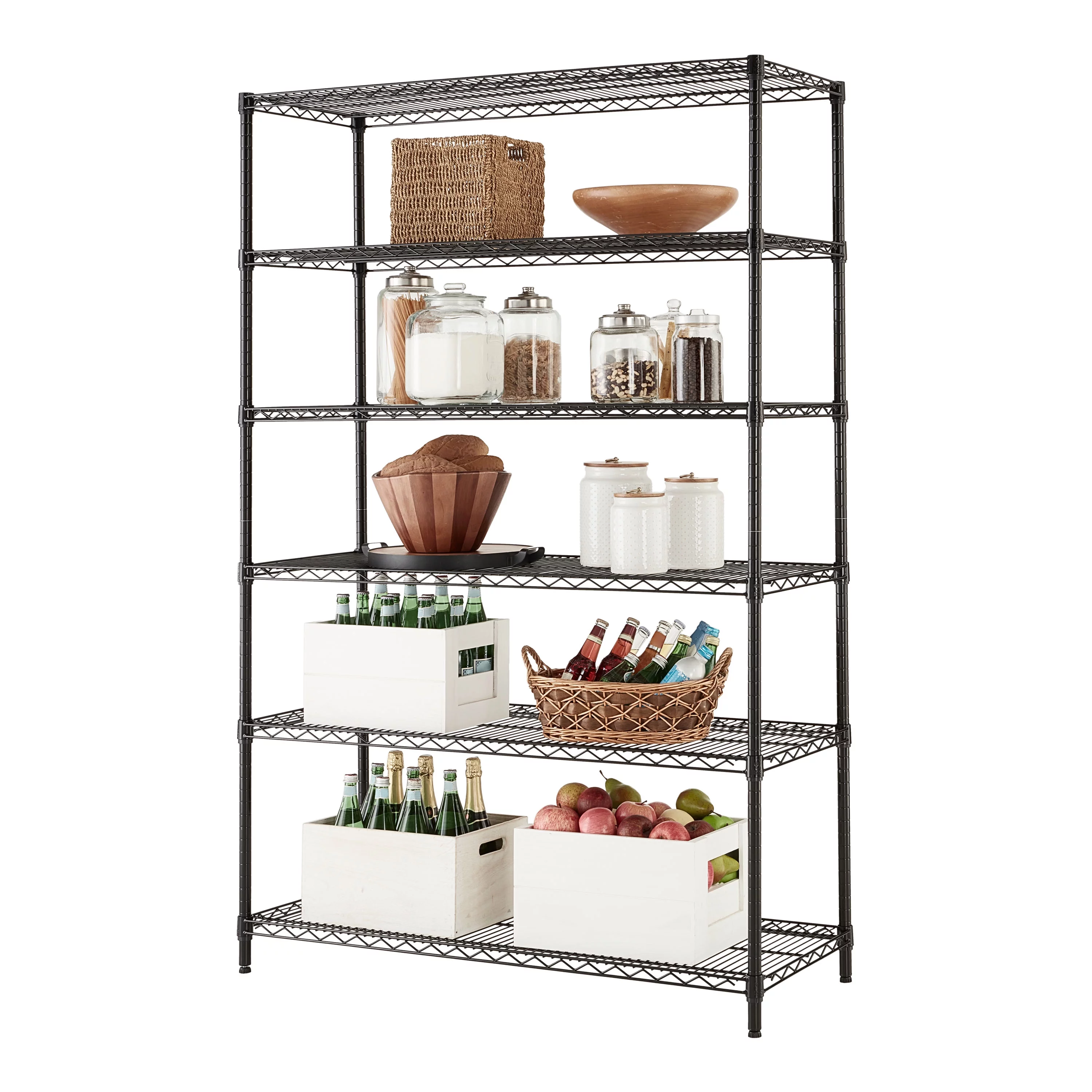 Hyper Tough Steel 6-Tier Storage Shelf Unit 72H x 18W x 47.7D, 3600lb Total Capacity, Black