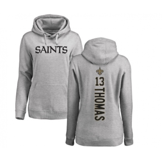 Football Women's New Orleans Saints #13 Michael Thomas Ash Backer Pullover Hoodie