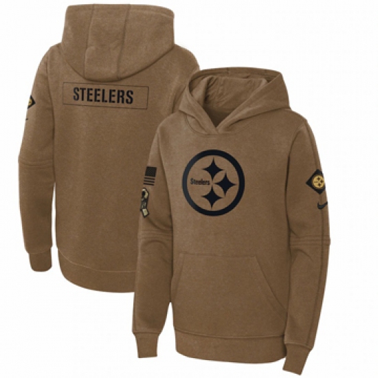 Youth Pittsburgh Steelers Nike Brown 2023 Salute to Service Club Fleece Pullover Hoodie