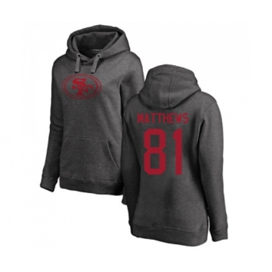 Football Women's San Francisco 49ers #81 Jordan Matthews Ash One Color Pullover Hoodie