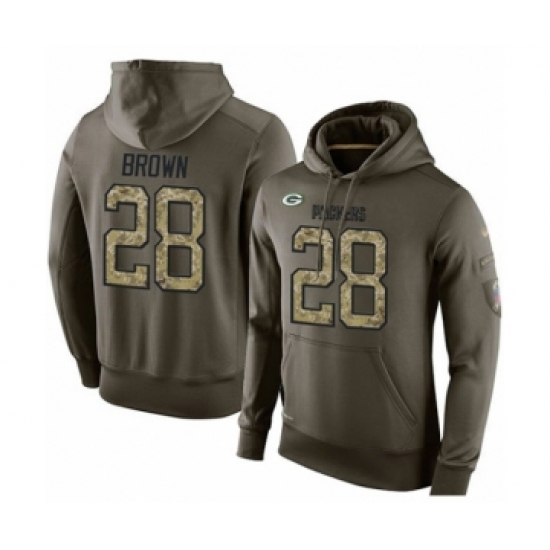 Football Men's Green Bay Packers #28 Tony Brown Green Salute To Service Pullover Hoodie