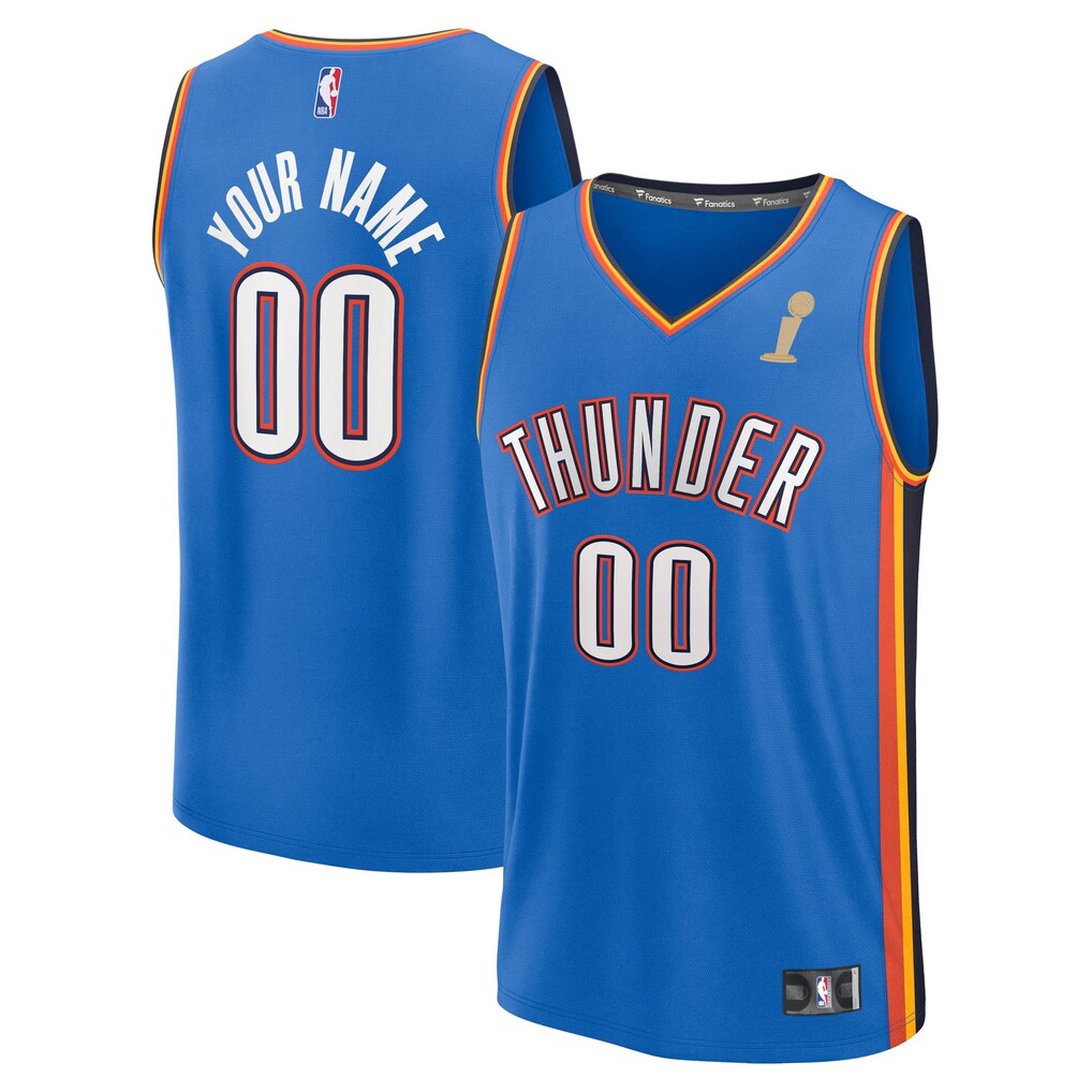 Youth Oklahoma City Thunder Fanatics Blue 2025 NBA Finals Champions Fast Break Replica Custom Jersey - Icon Edition