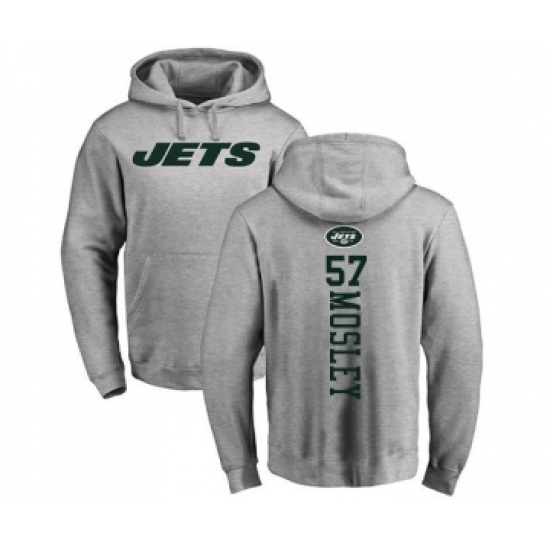 Football New York Jets #57 C.J. Mosley Ash Backer Pullover Hoodie
