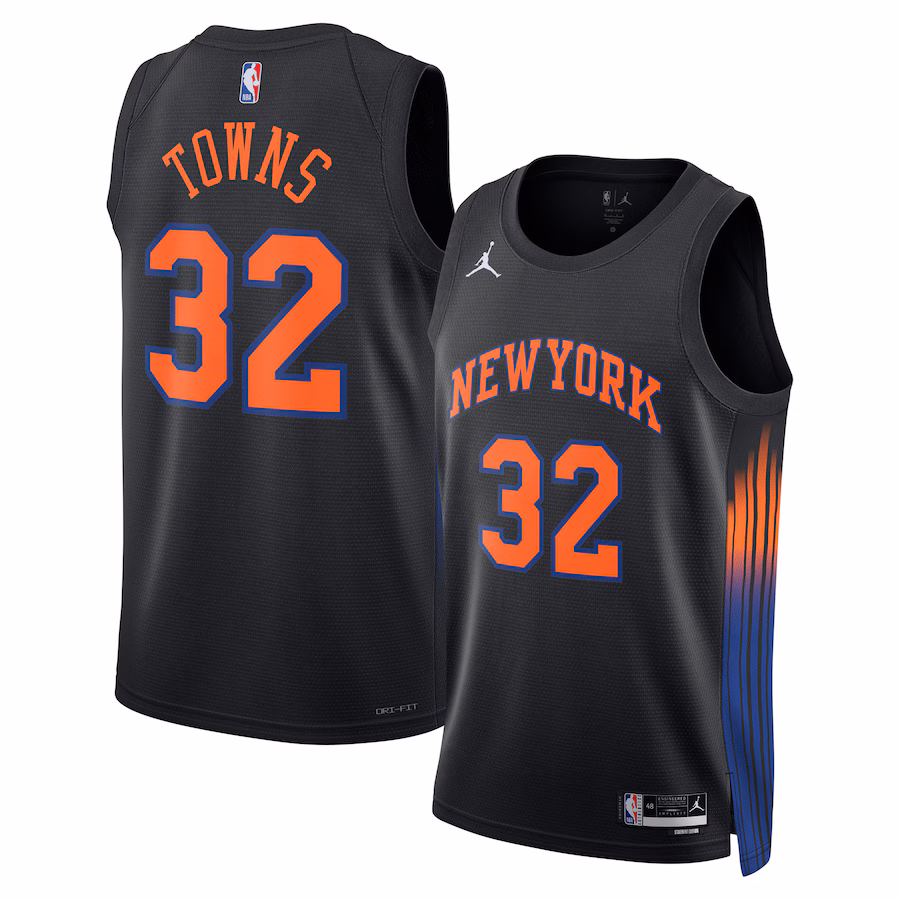 Unisex New York Knicks Karl-Anthony Towns Jordan Brand Black Swingman Jersey - Statement Edition