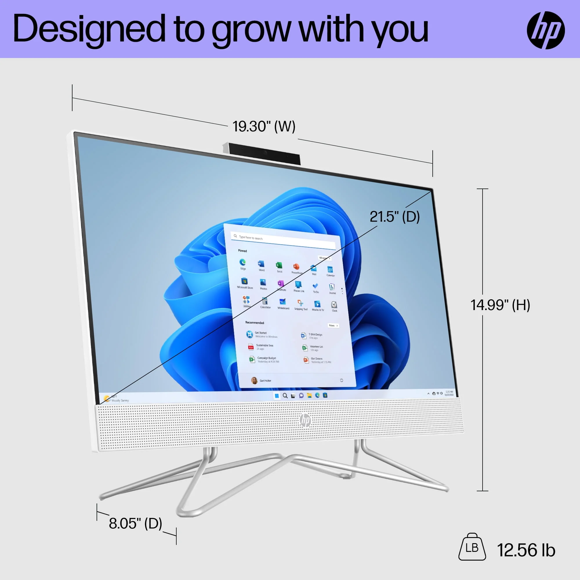 HP 21.5 All-in-One PC, Intel Pentium, 8GB Memory, 128GB SSD, Windows 11 Home S mode, White, 22-dd0143w