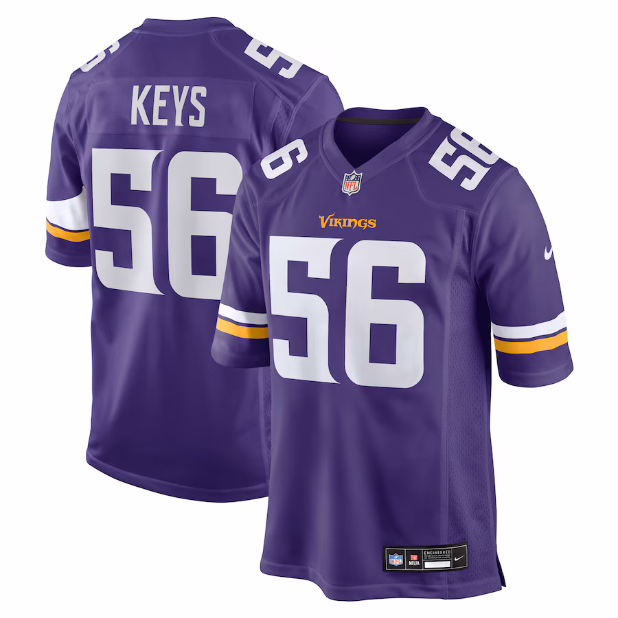 Men's Minnesota Vikings Austin Keys Nike Purple Team Game Jersey