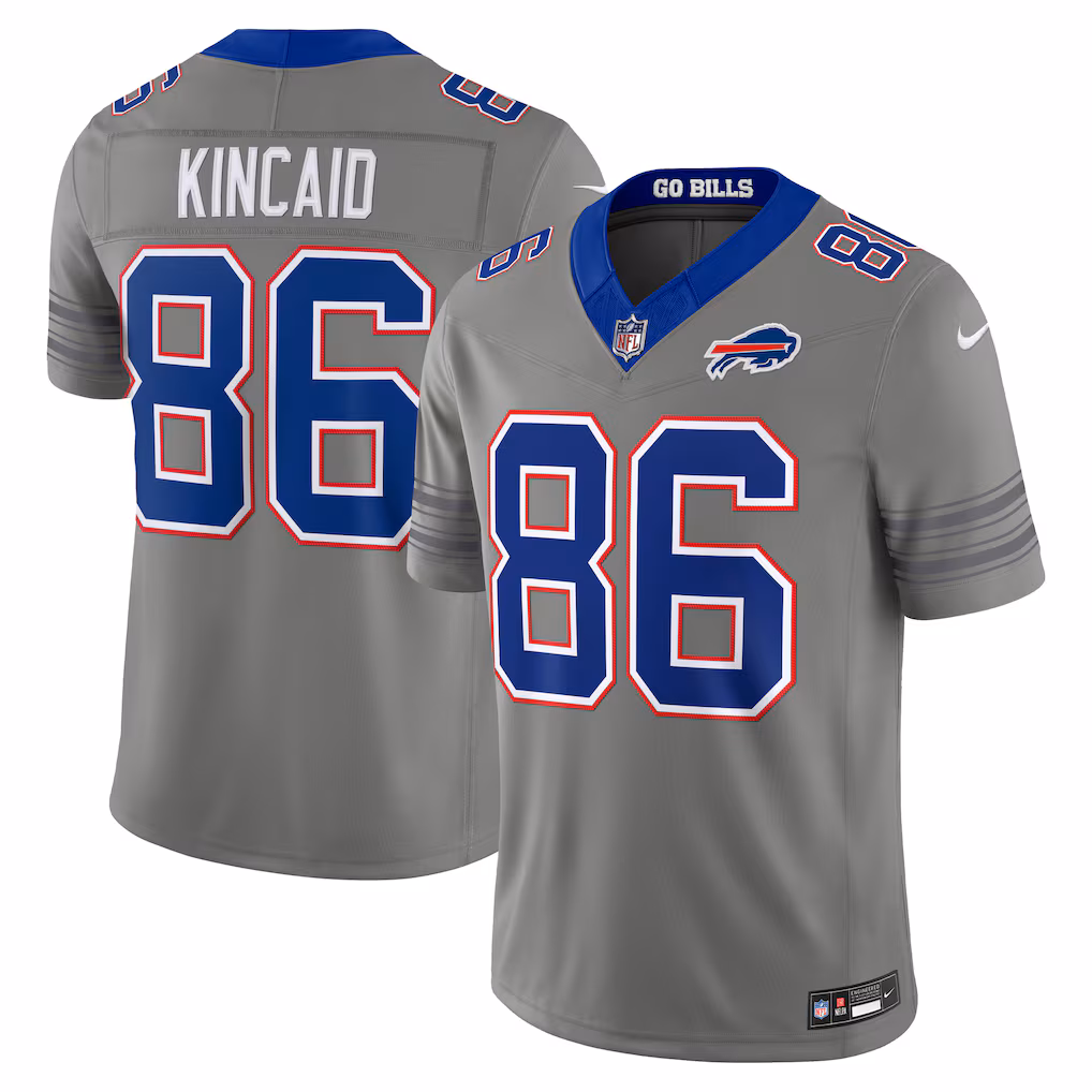 Men's Buffalo Bills Dalton Kincaid Nike Gray Nickel City Vapor F.U.S.E. Stitched Limited Jersey