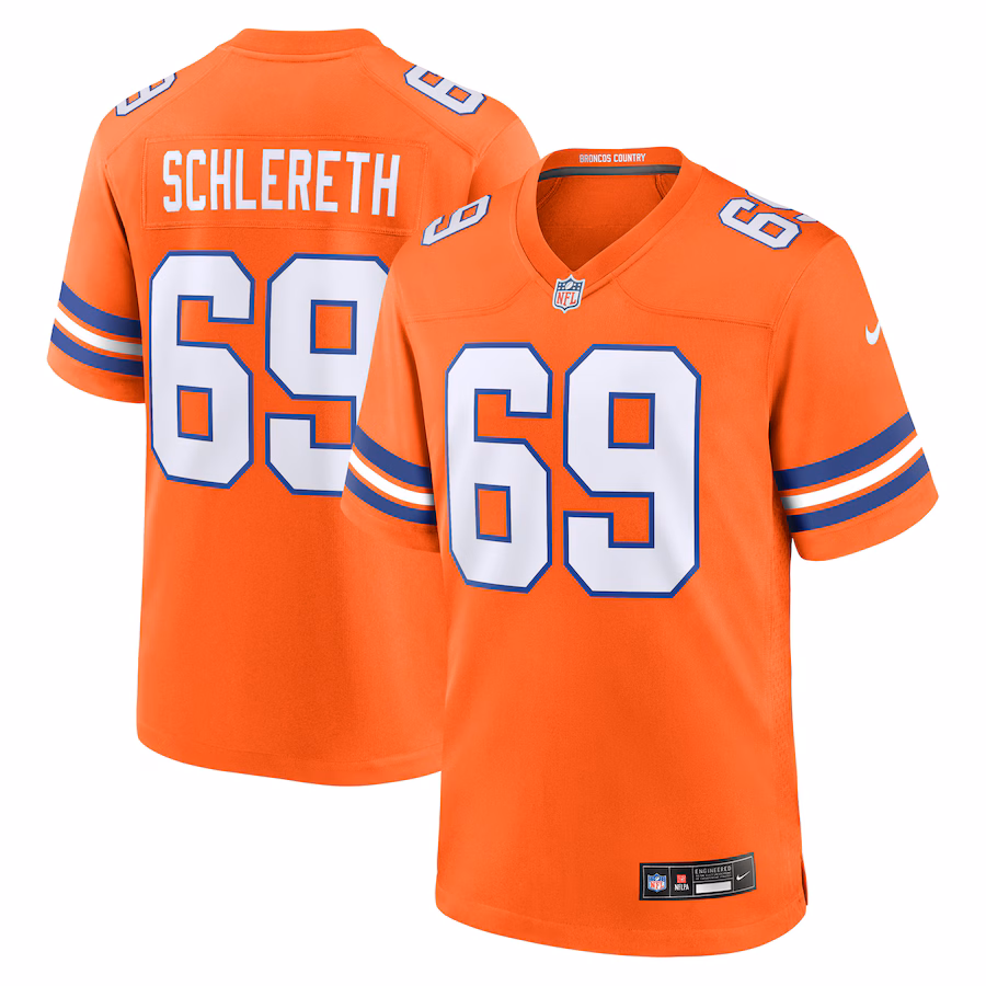 Men's Denver Broncos Mark Schlereth Nike Orange Retired Player Alternate Game Jersey