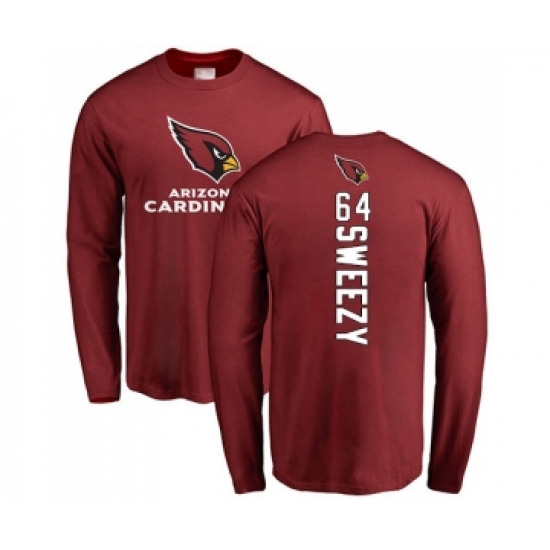 Football Arizona Cardinals #64 J.R. Sweezy Maroon Backer Long Sleeve T-Shirt