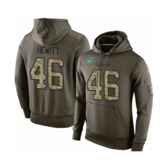 Football Men's New York Jets #46 Neville Hewitt Green Salute To Service Pullover Hoodie