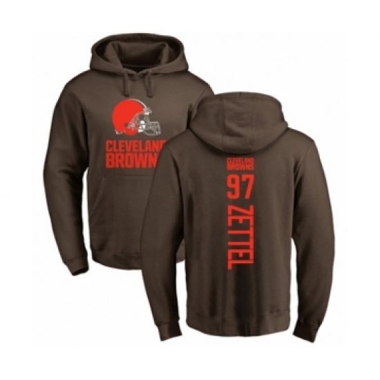 Football Cleveland Browns #97 Anthony Zettel Brown Backer Pullover Hoodie