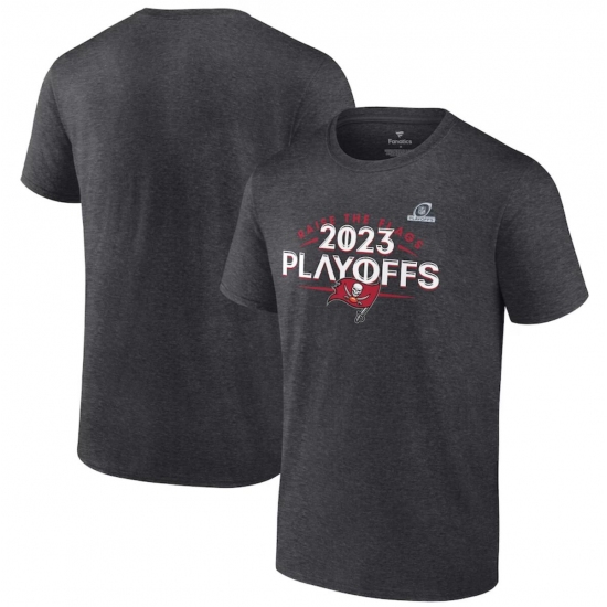 Men's Tampa Bay Buccaneers Heather Charcoal 2023 Playoffs T-Shirt