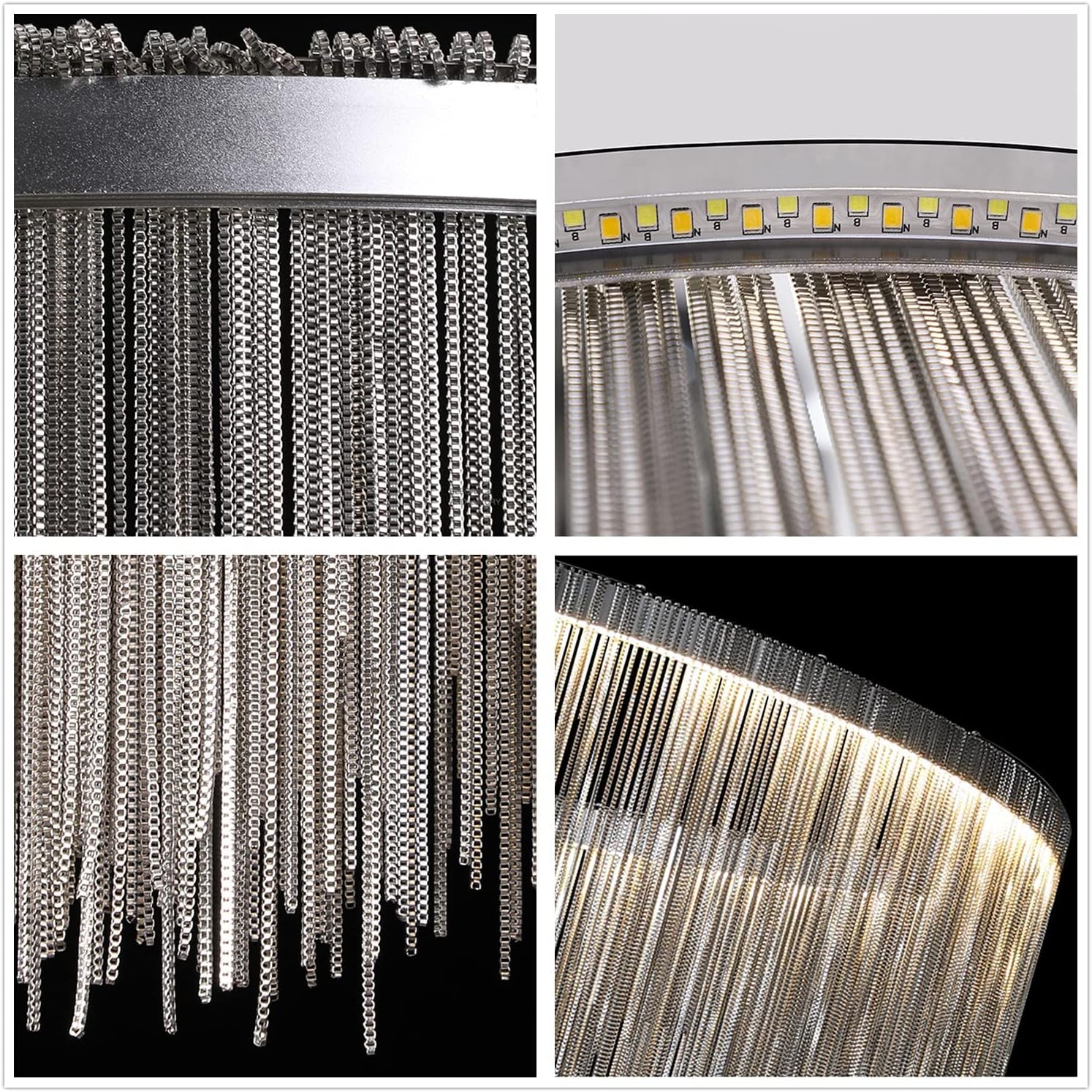 Modern Chain Chandeliers Contemporary Tassel Chandelier Kitchen Island Aluminum Chain Pendant Ceiling Lighting Fixture for Dining Room Living Room Bedroom Hotel Hallway